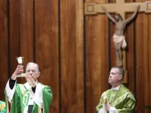 Archbishop Alexander Sample during Mass at St. John the Baptist Church in Milwaukie, Oregon, in 2019.